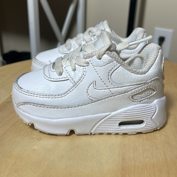 Nike Air Max 90 LTR White/Metallic Silver CD6868-100 Toddler Size 4C - Picture 3 of 7